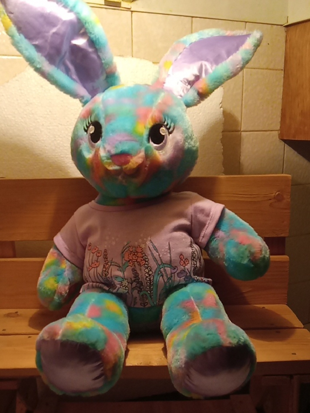 Build-A-Bear Color Burst Bunny Rainbow Tie-dye With Large Expressive Eyes